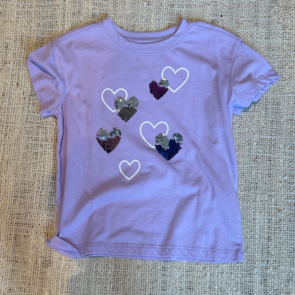 Cat & Jack Lavender Heart Sequin Tee